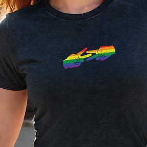 Lesbian Pride Baby Tee Shirt, Scissors Baby Tee, Minimalist Lesbian Pride Baby Tee, LGBT Friendly Crop Top, Crop Tops,Pride Flag Vneck Shirt