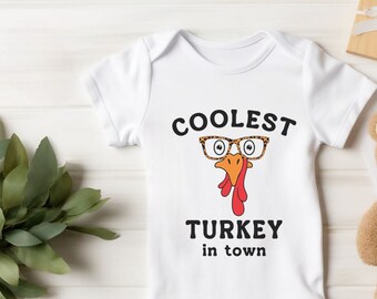 Coolest Turkey In Town Shirt, Thanksgiving Toddler, Turkey Shirt, Thankful Toddler, Thanksgiving Kids Shirt