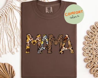 Leopard Mama Shirt, Mothers Day Gift, Mom Shirt, Retro Mama Shirt, Gift For Mom, Mama Shirt, Leopard Mama T-Shirt, Comfort Colors Shirt