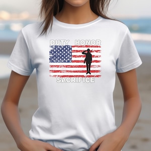 Patriotic Military T-Shirt: Duty Honor Sacrifice, American Flag Tee image 7
