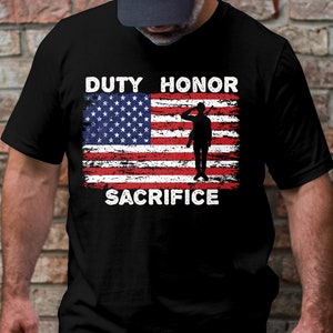 Military Pride Shirt, Distressed Flag with silhouette of soldier - Black