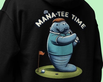 Cute Manatee Hoodie, Silly Golf Sweatshirt, Funny Sea Cow Sweater, Tee Time Attire, Florida Mermaid Pullover