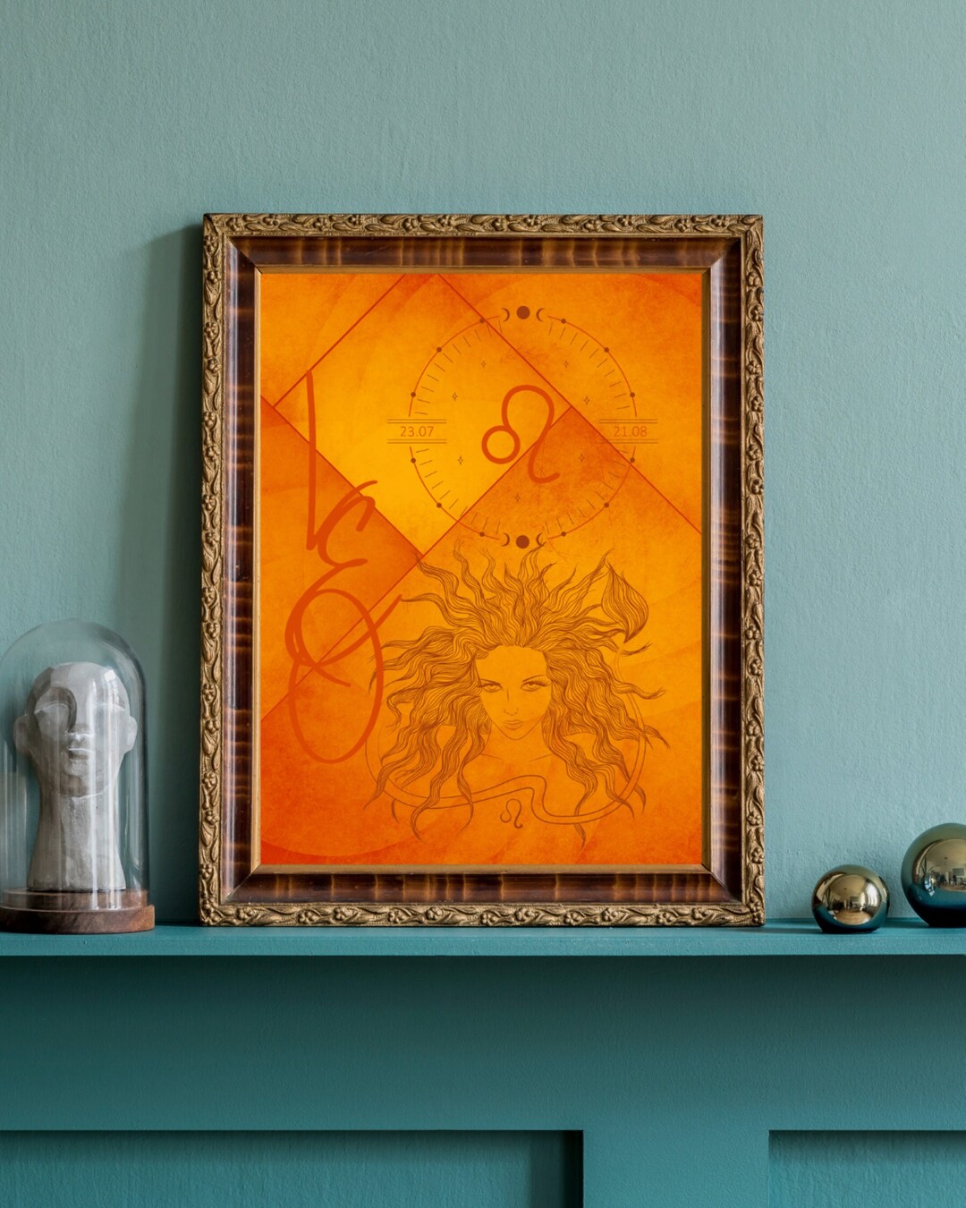 Astrology Wall Art for Leo Zodiac Sign Wall Decor Orange Art Etsy