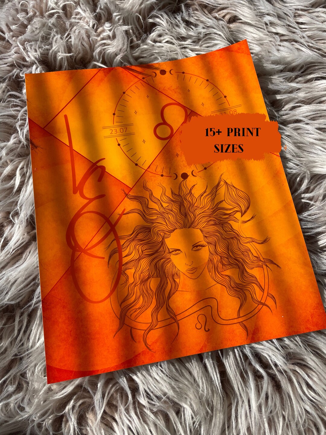 Astrology Wall Art Leo Zodiac Sign Wall Decor Orange Leo Etsy