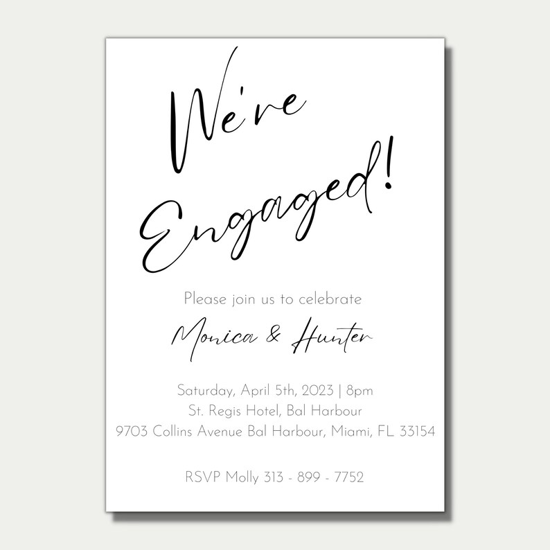 Minimal Elegant Engagement Party Invitation Text Email Etsy