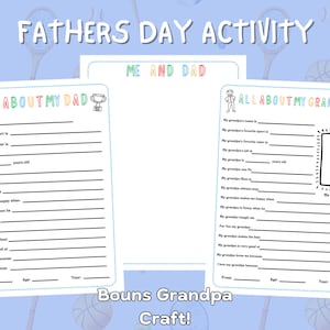 CADEAU POUR LA FÊTE DES PÈRES | Tout sur mon père imprimable | |Fête des pères | Cadeau papa | Remplissez le champ pour la fête des pères | Téléchargement instantané |
