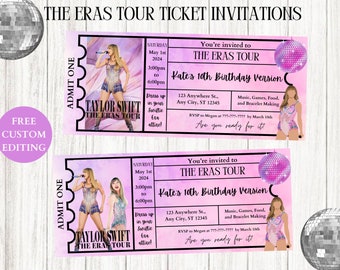 Taylor Eras Tour Ticket,  Birthday Eras Party Ticket Invitation, Taylor S Party, In My Birthday Era, Swiftie Birthday Invitation T Swift 7x3