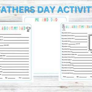 VATERTAG GESCHENK | Alles über meinen Vater | |Kinder Vatertag | Papa Geschenk | Füllen Sie die blanko Vatertagskarte | Sofortdownload |