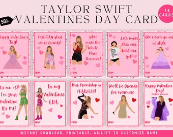 Taylor Valentine Cards, Swifty Valentines, Valentine Printable, Digital Valentine Template,  Taylor Valentine's Day, Swifte Valtentine