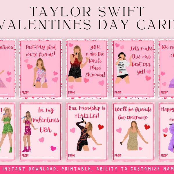 Taylor Valentine Cards, Swifty Valentines, Valentine Printable, Digital Valentine Template,  Taylor Valentine's Day, Swifte Valtentine