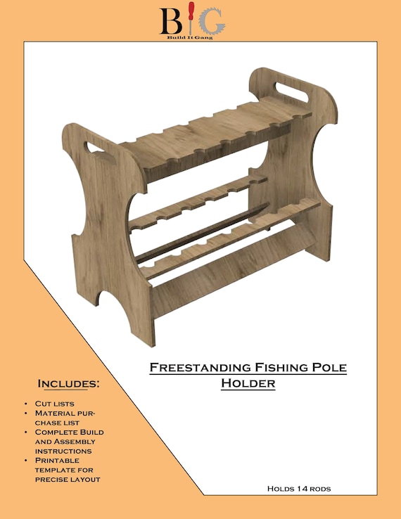 Freestanding Fishing Pole Holder Build Plan - Etsy Australia Freestanding Fishing Pole Holder Build Plan - Etsy Australia