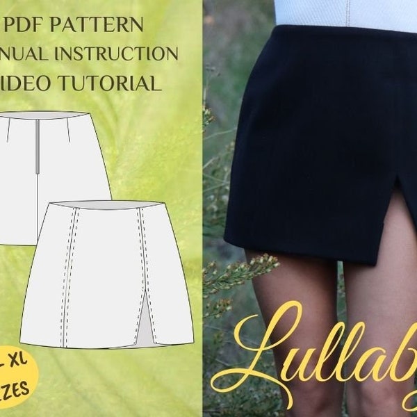 Mini Skirt Sewing Pattern - Size range XS-XL - Download A4 PDF sewing pattern - Lullaby Skirt