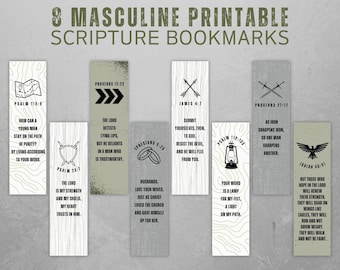 Masculine Scripture Bookmarks Printable Bible Verse Bookmarks Printable Men's Bible Study Tools Teen Son Bookmarks For Men Scripture For Son