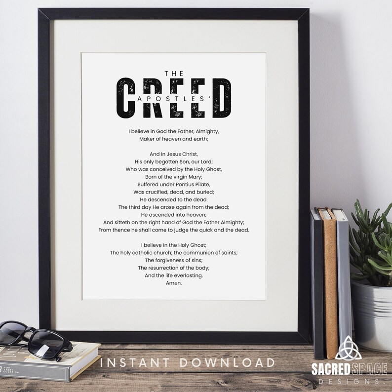 Apostles Creed Masculine Wall Art Printable Theology Church Decor