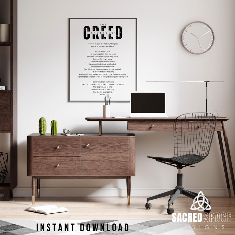 Apostles Creed Masculine Wall Art Printable Theology Church Decor