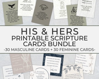 Printable His and Hers Scripture Cards Women Bible Verses for Men Christian Affirmation Cards for Couples Wife Anniversary Gift for Husband