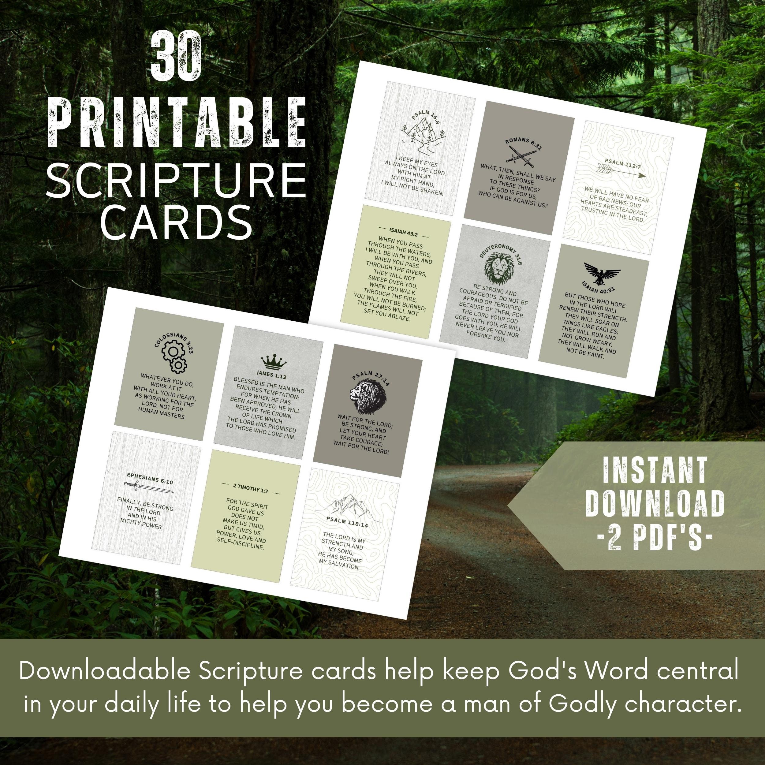 Printable Scripture Cards for Men of Godly Character Bible - Etsy