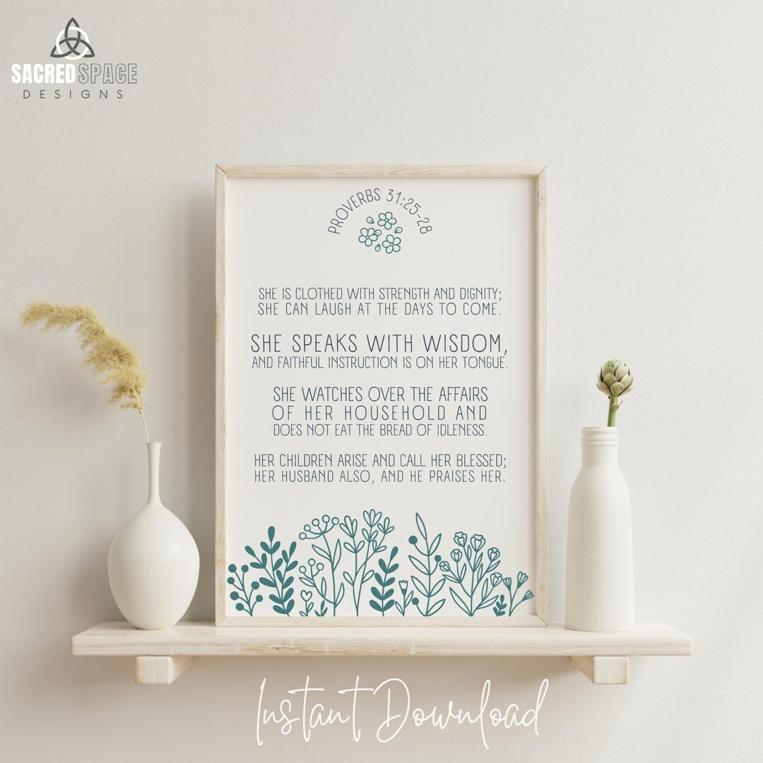 Bible Verse Printable Proverbs 31 Scripture Download for Mom - Etsy