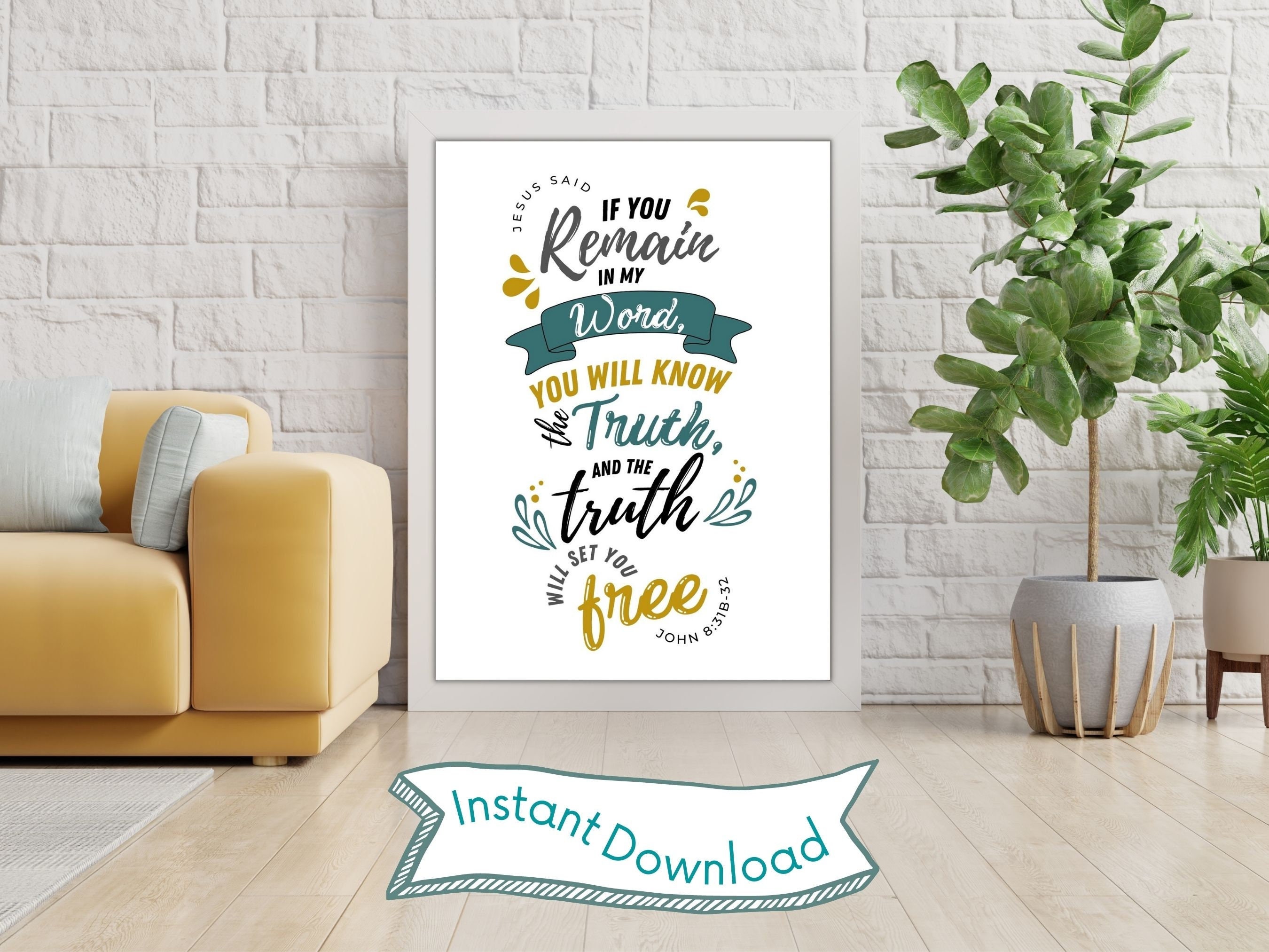 John 8:31-32 Truth Will Set You Free Printable Bible Verse - Etsy