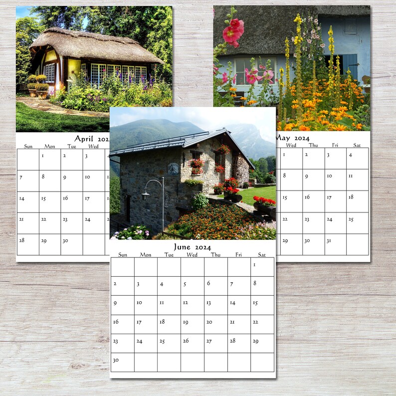 Instant Download 2024 Calendar Cottage Calendars Monthly Etsy