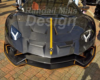 Lamborghini Aventador exposed carbon fiber from a car show photo, perfect for husband's man cave, bedroom, family room, bath or living room.