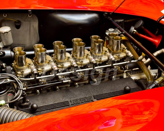 Ferrari 250GTOENGINE純銅製 エンジンパーツディスプレイボード 62 Red Ferrari 250 GTO Engine Photo Perfect for Husband's Man Cave
