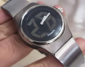 Fossil Big Tic Black Vintage, Unisex, Very Rare, Beautiful, (B