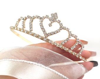 Heart Rhinestone Tiara: Bridal, Birthday Party Hair Accessory