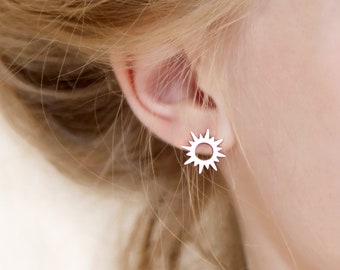 Dainty Sunburst Stud Earrings: Celestial Jewelry Gift