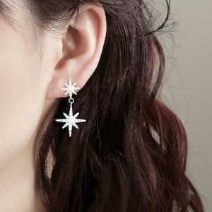 Starburst Drop Earrings: Cubic Zirconia Celestial Jewelry