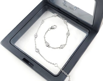 【SWAROVSKI】関税送料込 RlLtshBrcl Ld99 シルバー 人気 925 Silver CZ Station Bracelet, CZ Bezel Set Bracelet