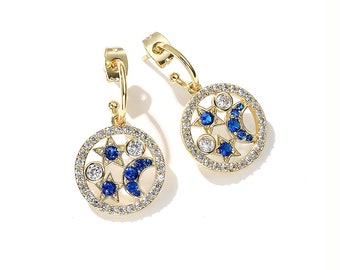 18K Gold Dipped Moon & Star Hoop Earrings
