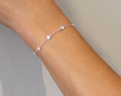 925 Silver CZ Station Bracelet, CZ Bezel Set Bracelet