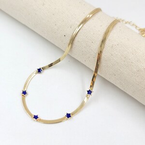 18K gold Plated Snake Chain Chokers, Star Chokers, Snake Chain Necklace, Christmas Jewelry, Holiday Jewelry, Python Chain, Herringbone chain
