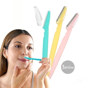Eyebrow Razor (Pack of 3), Eyebrow Trimmer, Shaving, Grooming, Exfoliating, Facial, Women&#39;s Disposable Razors W/Cover Pick !