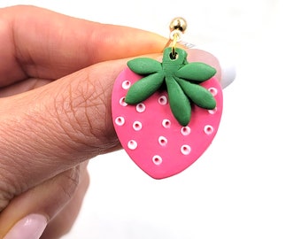 Strawberry Earrings Necklace, Strawberry Polymer Clay Earrings, Strawberry Dangle Earrings, Clay Earrings, Fruit Earrings, Fruit jewelry