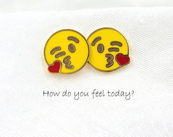 High-quality Emoji Silly Face Enamel Earrings, Smiley Face Earring, Emoji Earring Stud, Happy Smile Earring, Gift For Friend, Birthday Gift