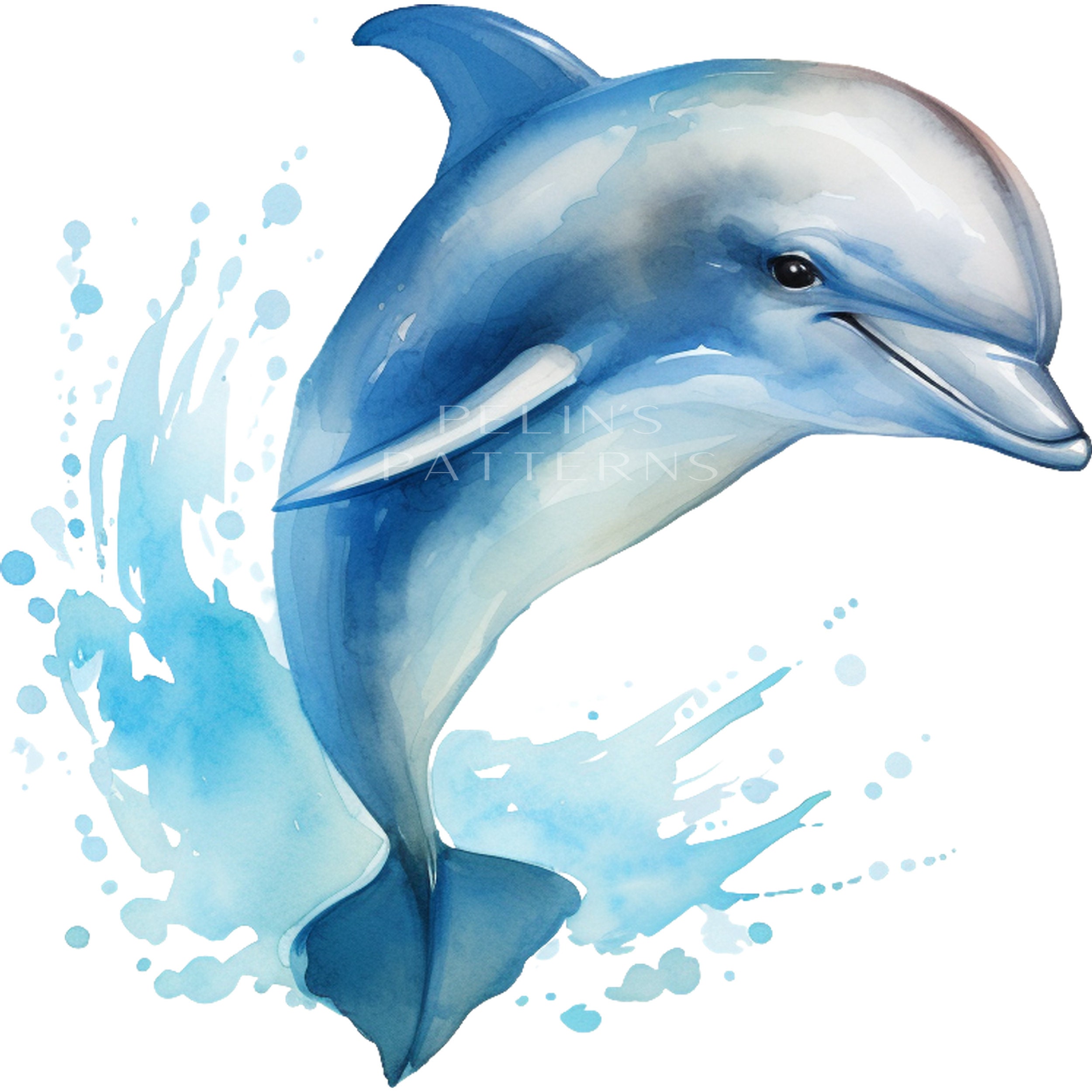 Watercolor Dolphin Clipart Png Etsy