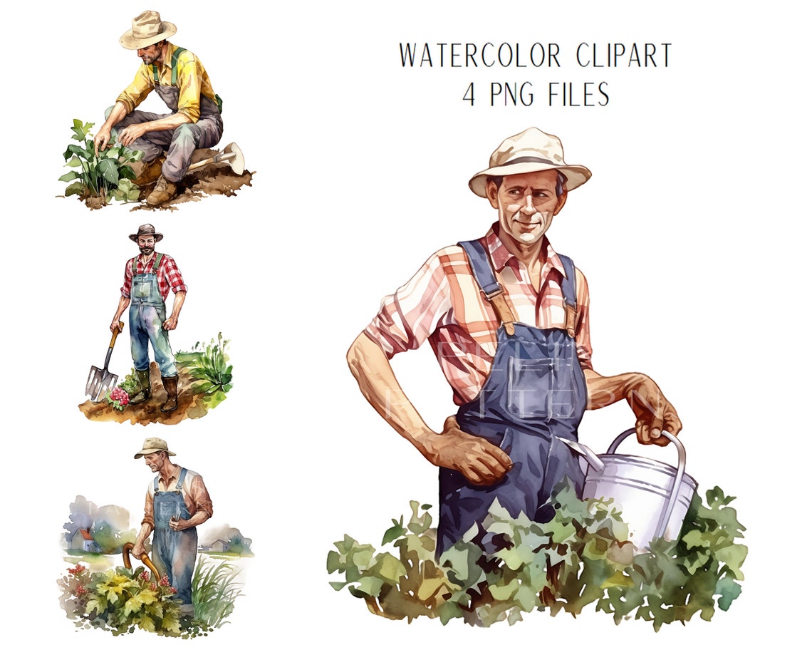 Farmer in Overalls Clipart PNG PNG Etsy