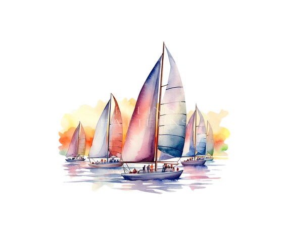 Sailboat Racing Reference Drawing Sailing Race Clipart