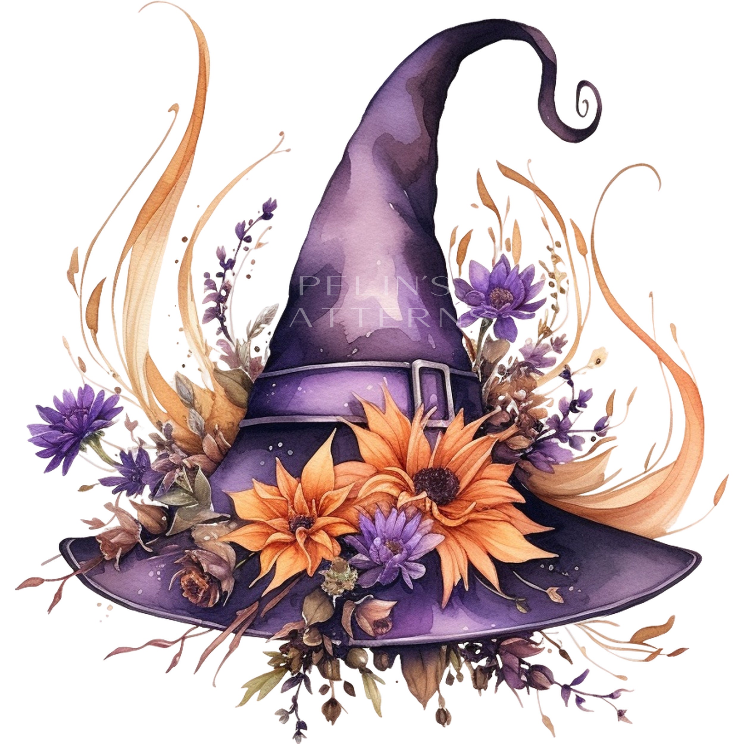 Watercolor Witch Hat Clipart PNG - Etsy