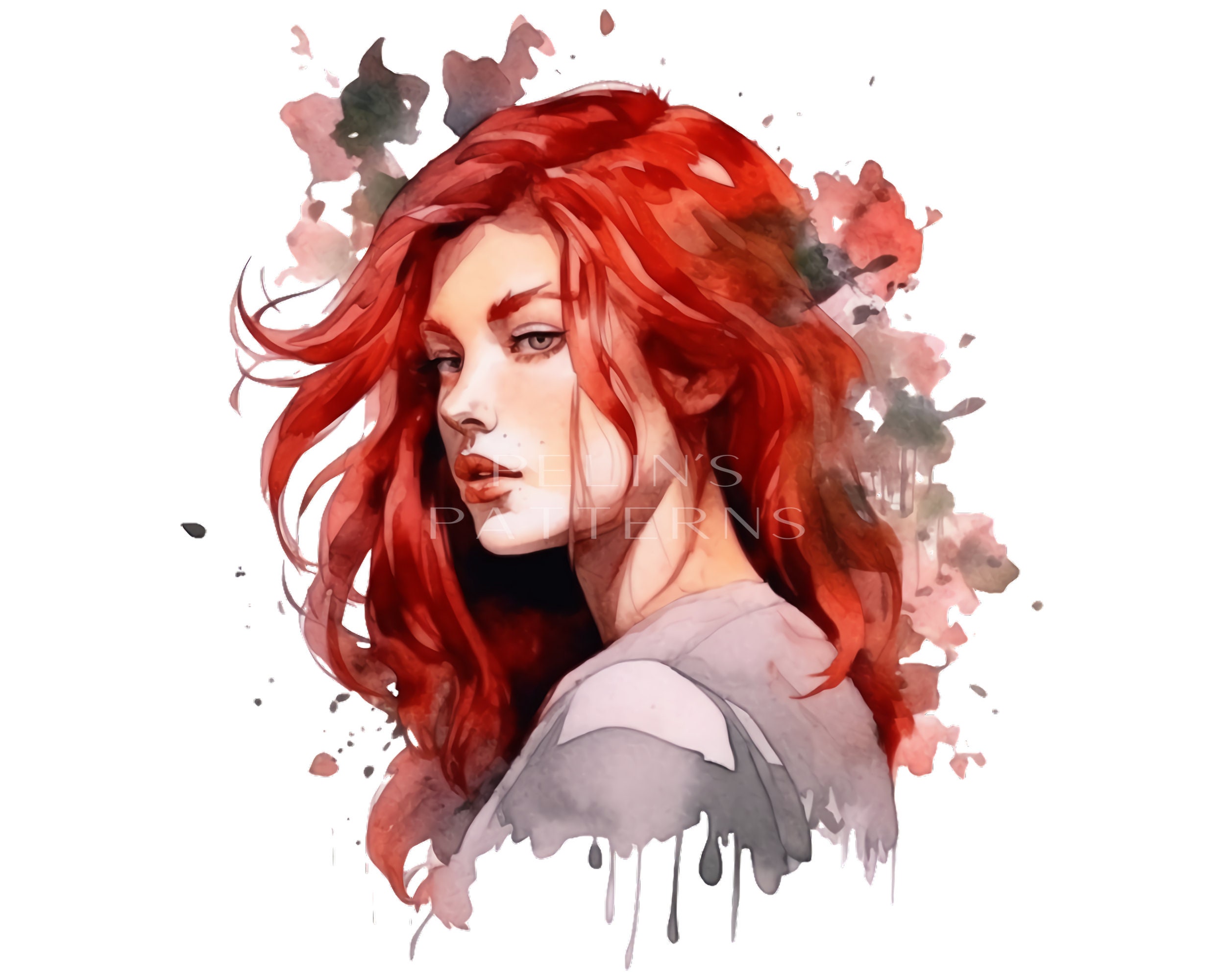 Red Hair Girl Clipart PNG Etsy