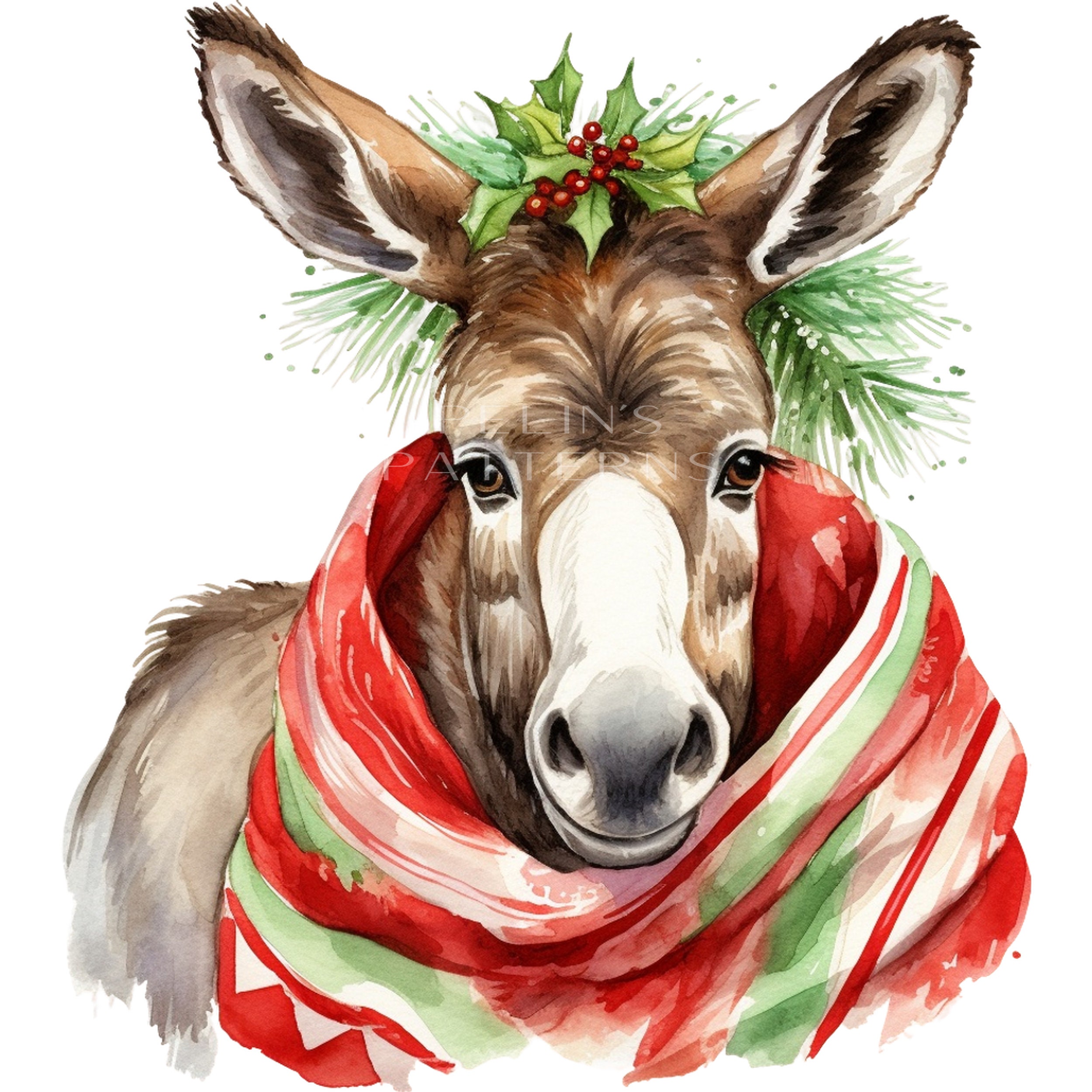Christmas Donkey Clipart PNG Etsy