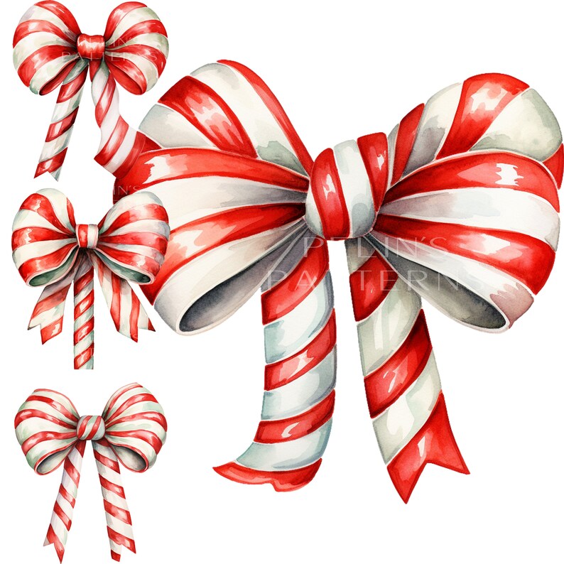 Candy Cane Watercolor Clipart PNG, Christmas Illustration PNG Etsy