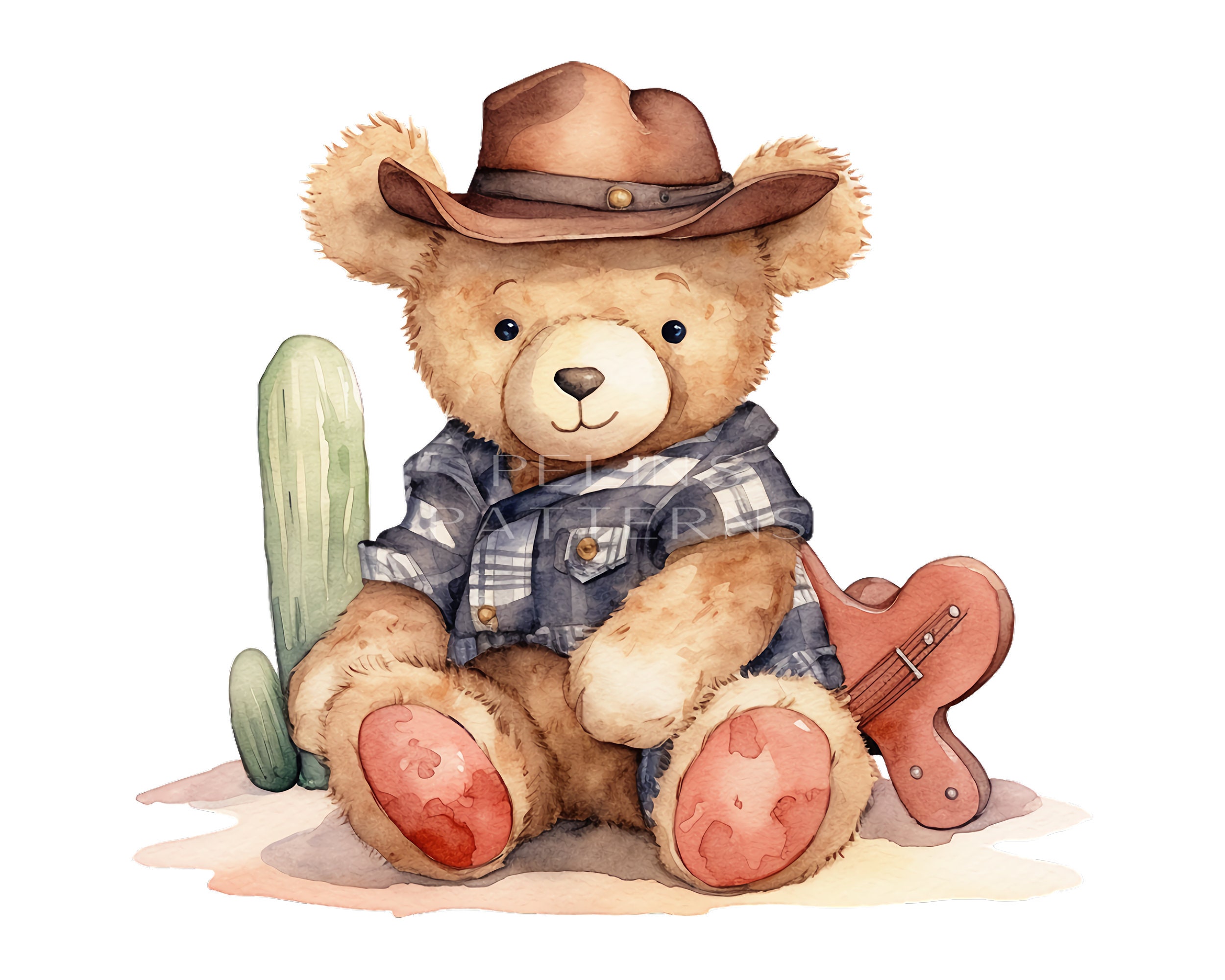 Cowboy Teddy Bear Clipart - Etsy