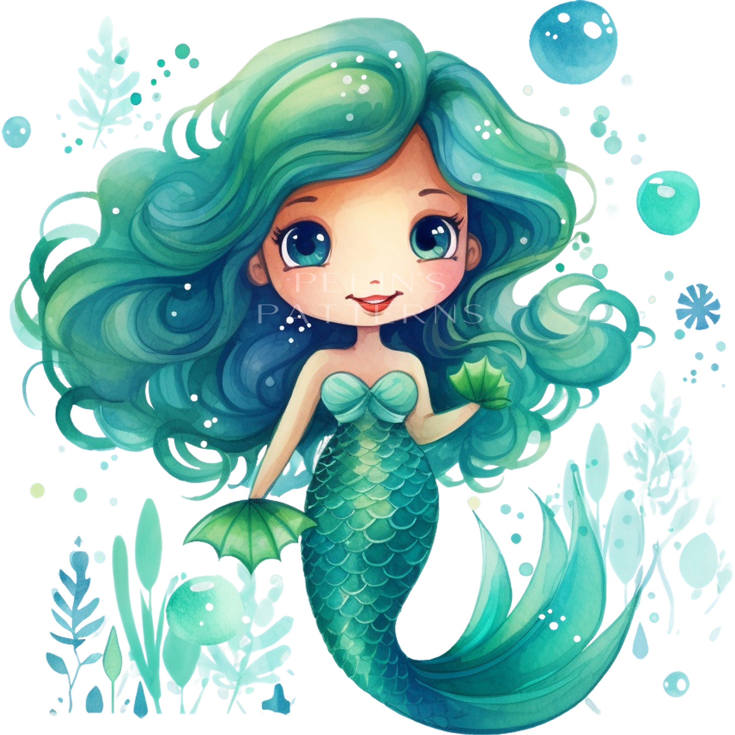 Mermaid Clipart PNG - Etsy