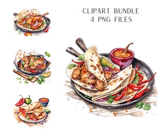 Huhn Fajitas Aquarell Clipart PNG