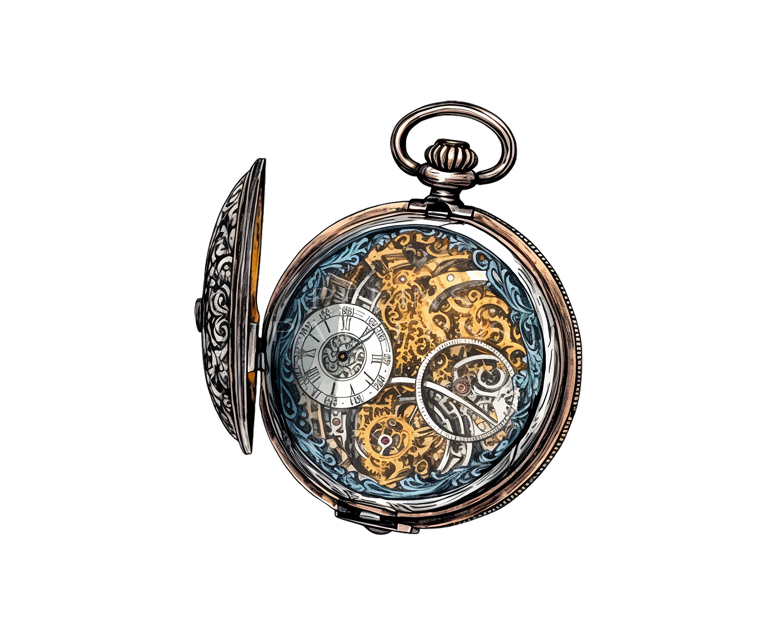 Classic Pocket Watch Clipart PNG - Etsy