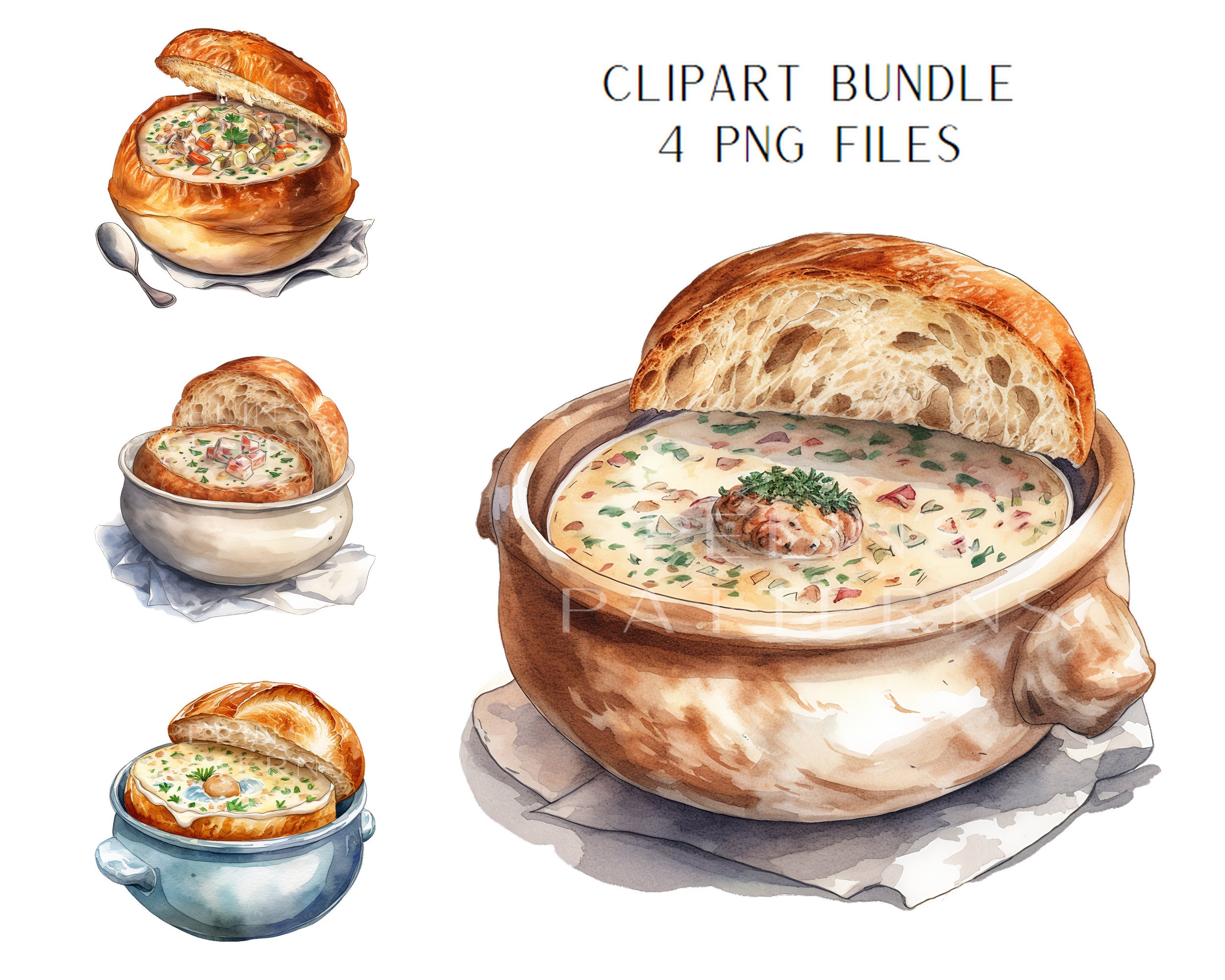 Food Clipart PNG, Clam Chowder Etsy
