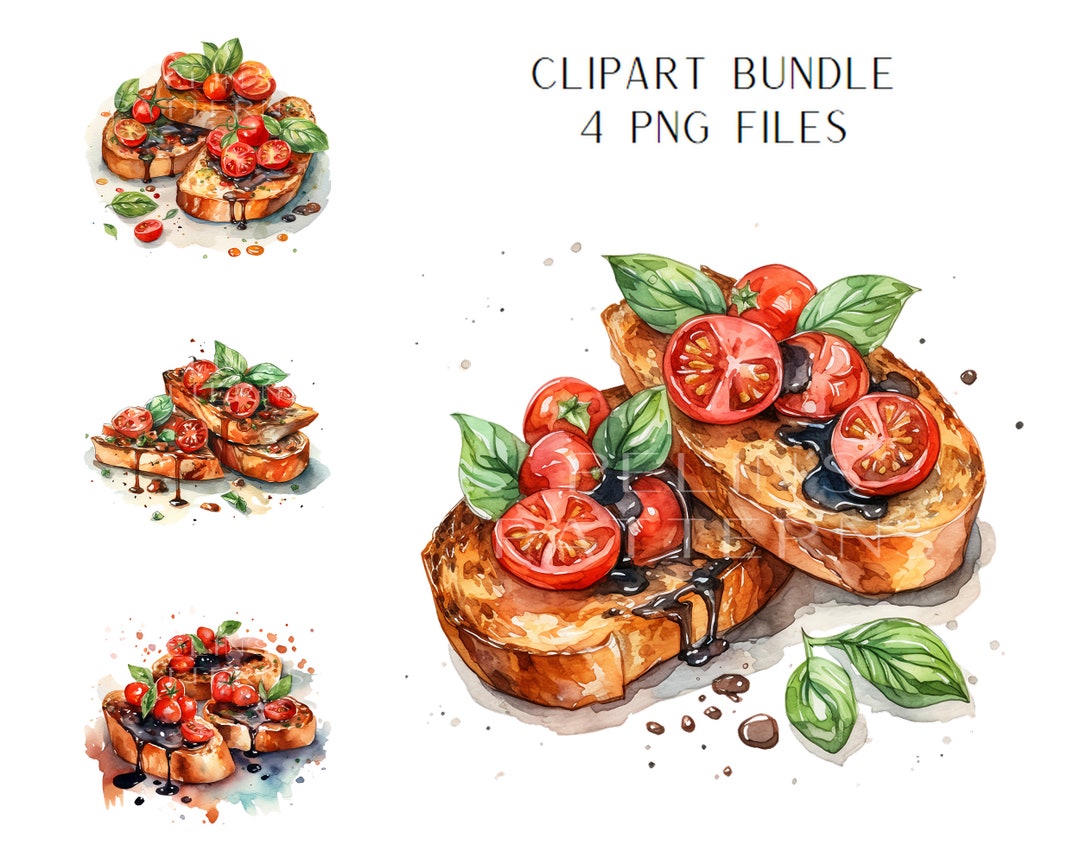 Bruschetta Watercolor Clipart PNG - Etsy